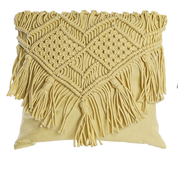 Cuscino orientale frange giallo verde