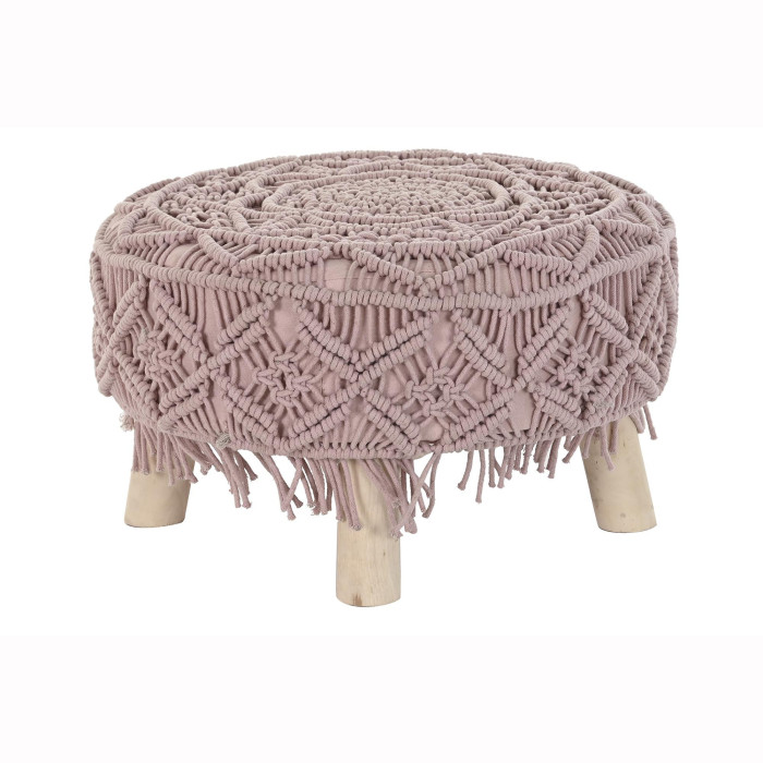Pouff boho chic macramé rosa