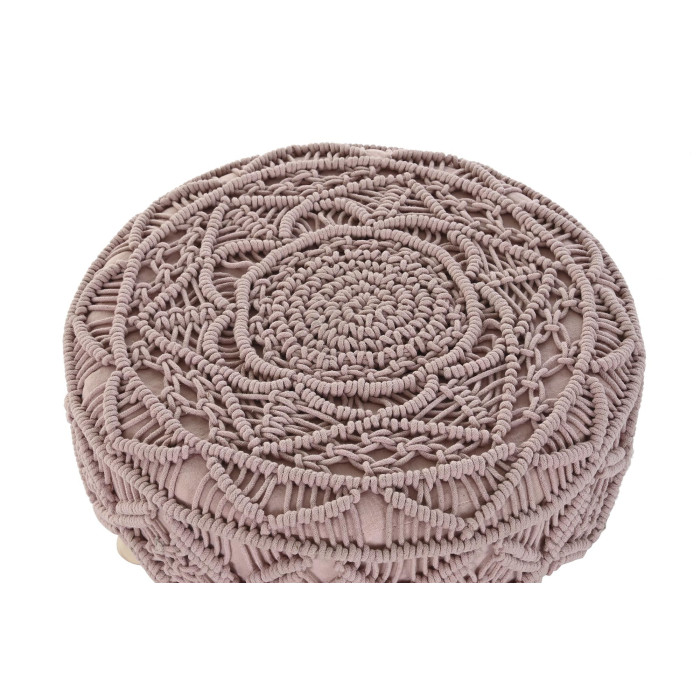 Pouff boho chic macramé rosa