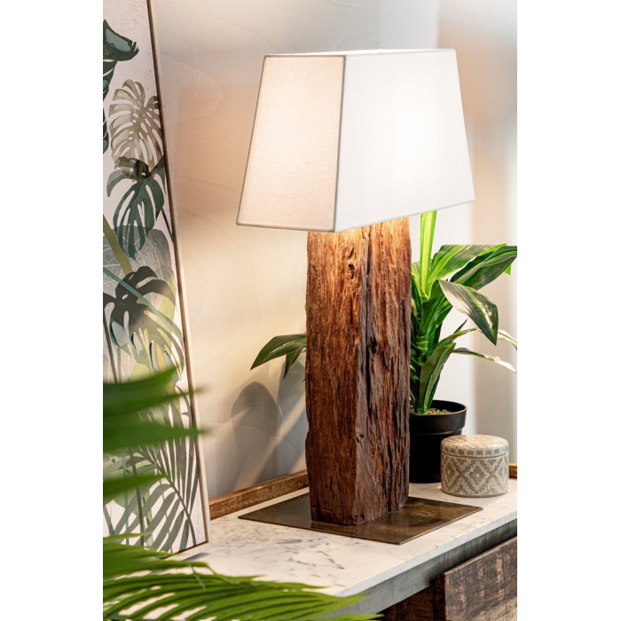 Lampada in Teak Riciclato da Tavolo Artigianale - Etnico Outlet