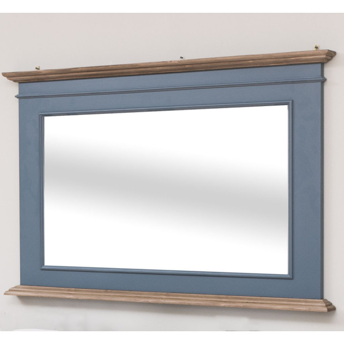 Specchio Country Chic Azzurro Top Scuro in Legno - Etnico Outlet