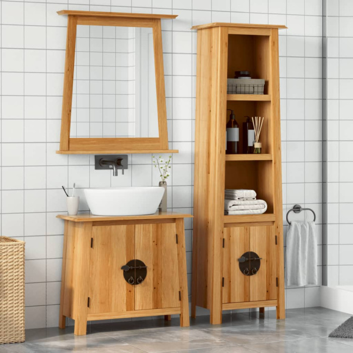 Set Mobili Bagno in Legno di Pino Vintage - Etnico Outlet