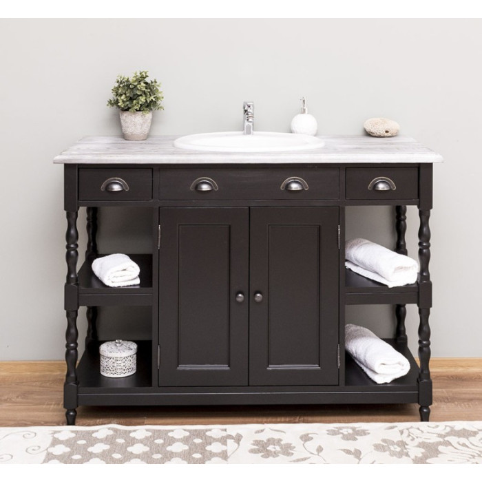 Mobile bagno country nero legno massello pino SU MISURA Etnico OutleT