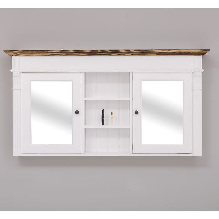 Pensile bagno con specchi stile shabby 100% legno - SU MISURA