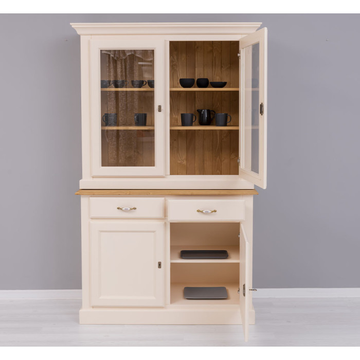 Credenza vetrina bicolore bianco crema -  Mobili SU MISURA