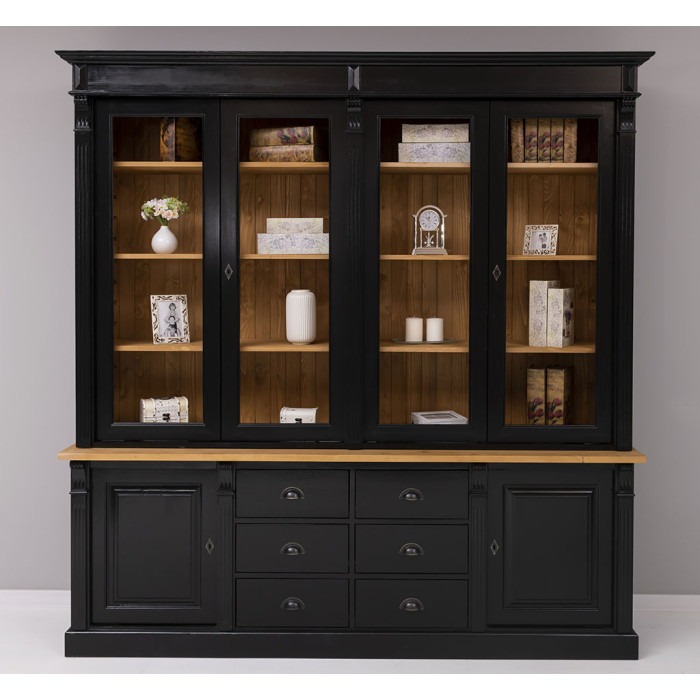 Credenza Libreria provenzale nera country legno - SU MSURA