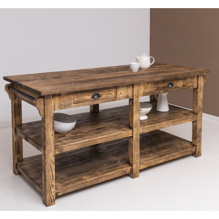 Isola da cucina provenzale rustica in legno massello
