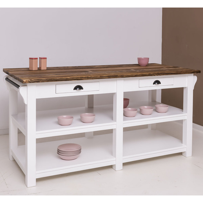 Isola da cucina shabby chic in legno massello – Etnico Outlet
