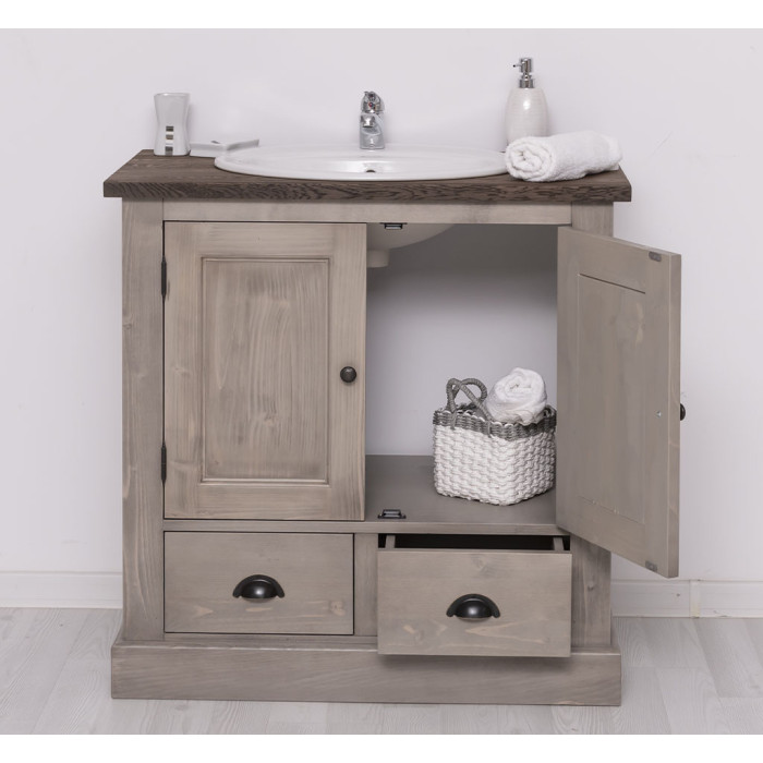 Mobile bagno country compatto legno massello su misura - Etnico Outlet
