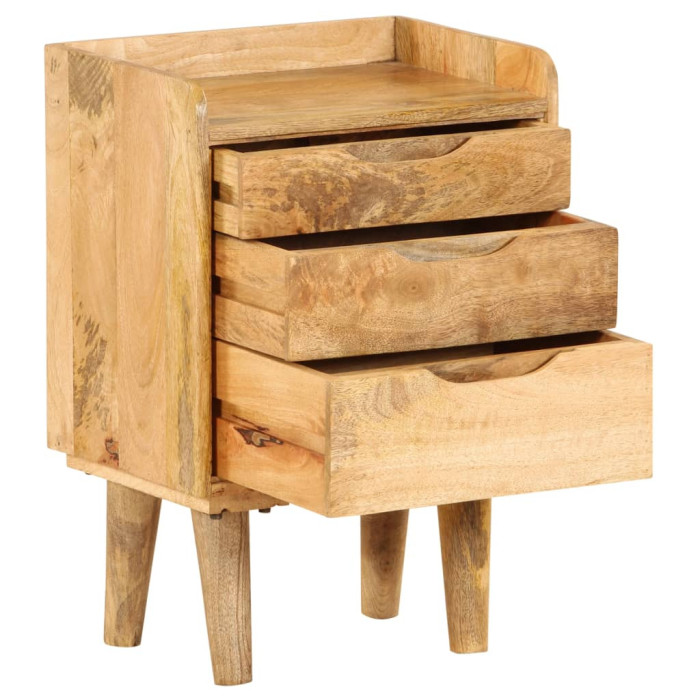 Comodino etnico living legno massello naturale di mango 3 cassetti