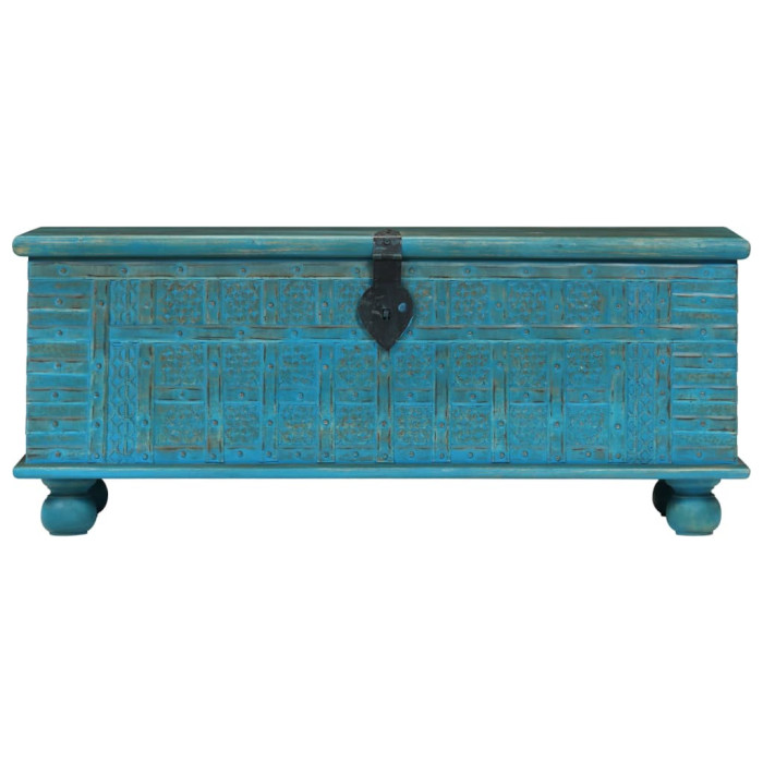 Baule indiano legno azzurro shabby