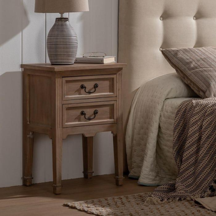 Comodino legno decapato 2 cassetti stile provenzale country