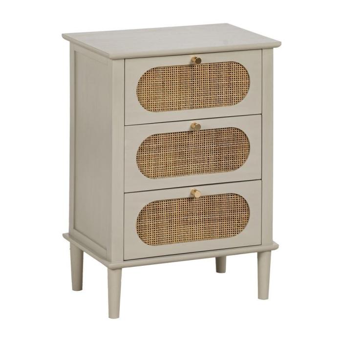 Comodino vintage grigio rattan