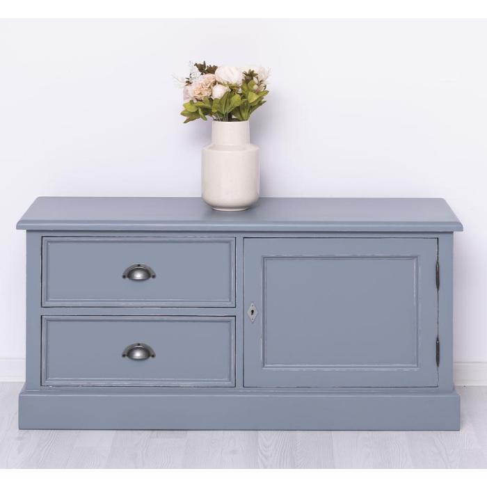 Porta tv etnico country grigio con cassetti