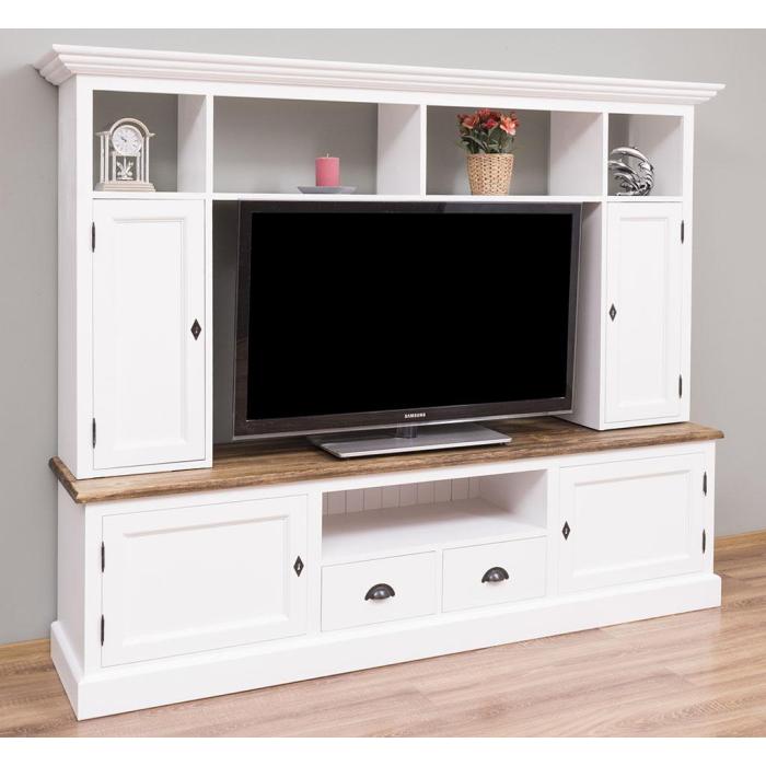 Parete attrezzata TV bianco shabby cm 209