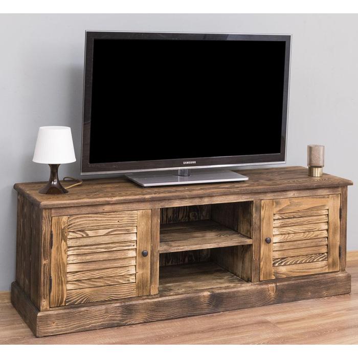 Porta tv vintage rustico ante persiana legno massiccio SU MISURA