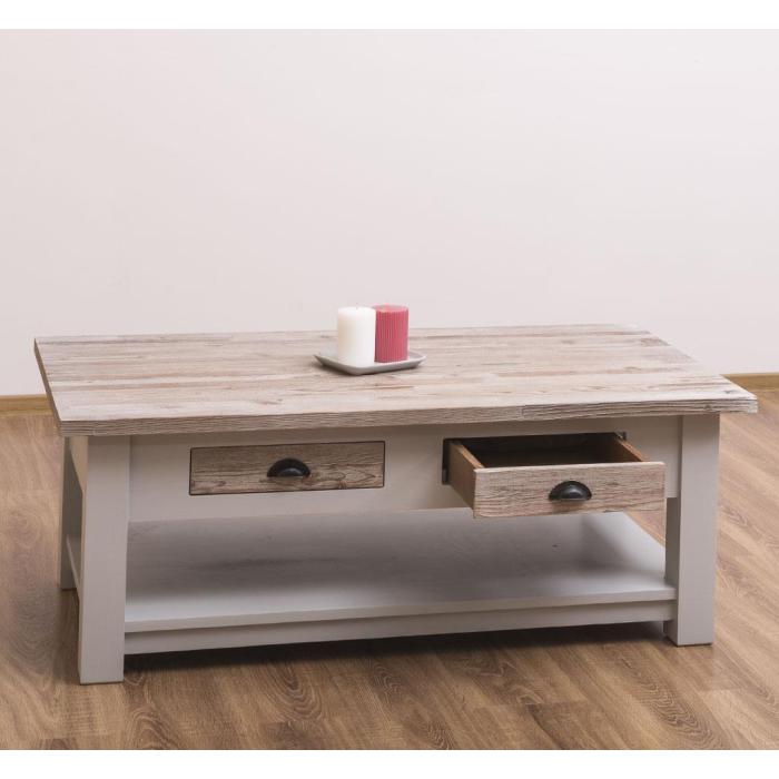 Tavolino grigio country chic legno massello - Etnico Outlet