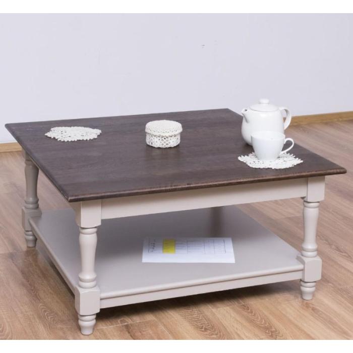 Tavolino country quadrato pino e rovere - Etnico Outlet