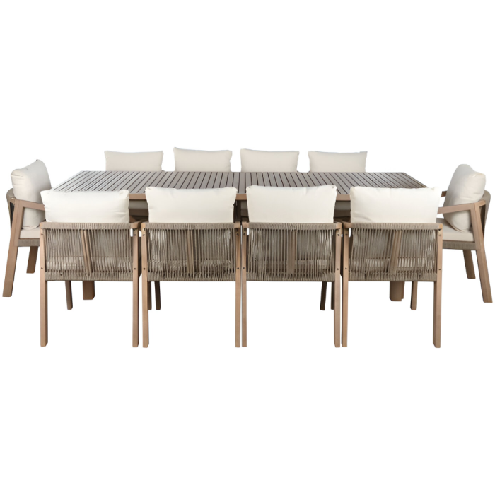 Set tavolo + 10 sedie giardino col tortora