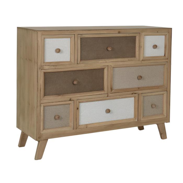 Cassettiera Vintage Legno & Lino – Stile Retrò | Etnico Outlet