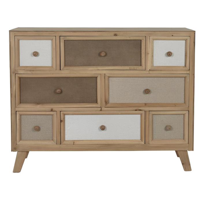 Cassettiera vintage legno e lino