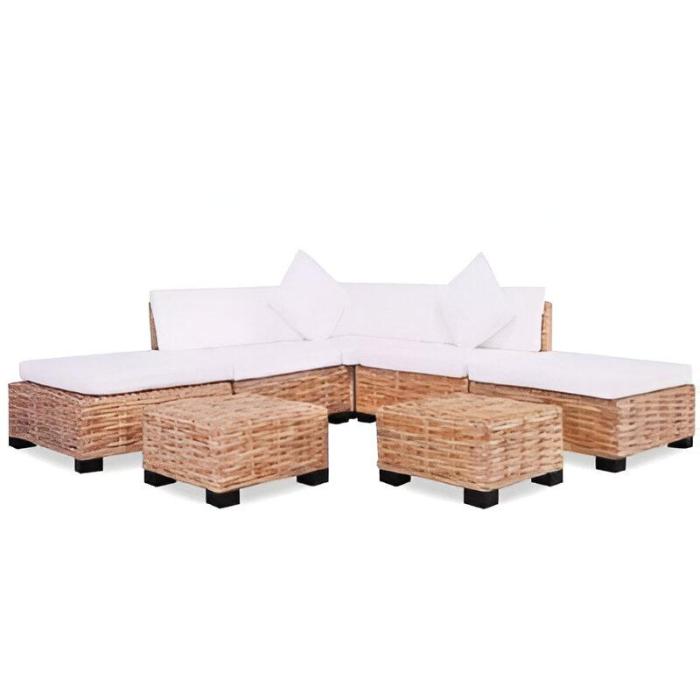Salotto Giardino Angolare – Rattan Naturale | Etnico Outlet