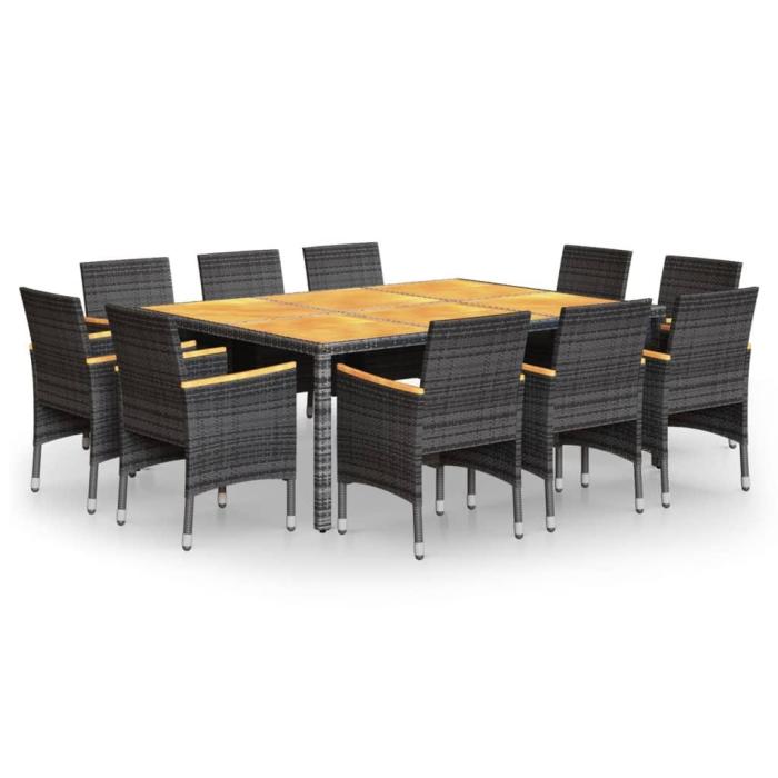 Set Tavolo con 10 Sedie Rattan e Acciaio - Etnico Outlet