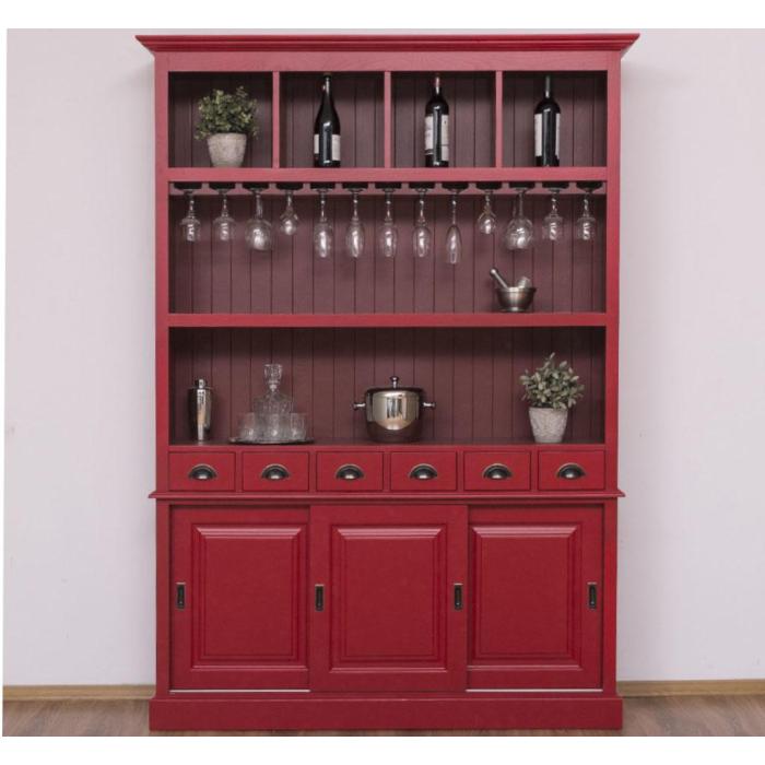 Mobile retro Bar porta bicchieri Rosso 151x36H210