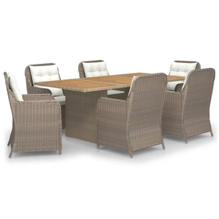 Set Giardino in Legno e Rattan con 6 Poltrone - Etnico Outlet