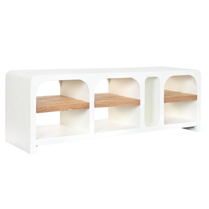 Mobile TV minimal chic bianco e mango naturale - Etnico Outlet