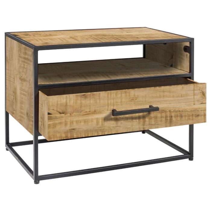 Comodino industrial legno e ferro  ripiano e cassetto | Etnico Outlet