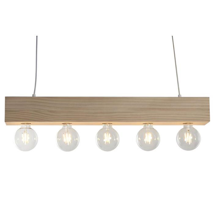 Lampadario Industriale in Legno Naturale Stile Loft - Etnico Outlet