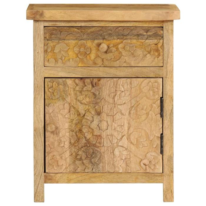 Comodino coloniale legno mango intarsiato 40x30 H50 | Etnico Outlet