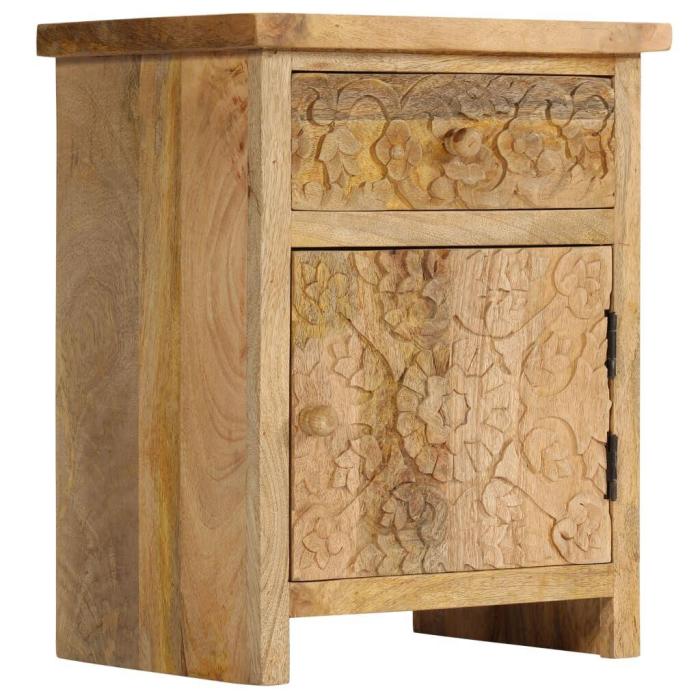 Comodino coloniale legno mango intarsiato 40x30 H50 | Etnico Outlet
