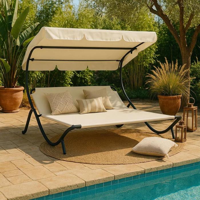 Lettino due posti boho crema