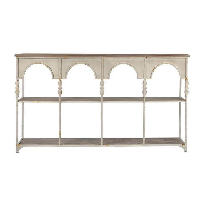 Libreria shabby chic con scaffali in legno