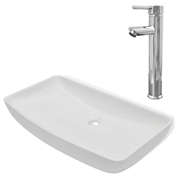 Lavello lavabo rettangolare con miscelatore