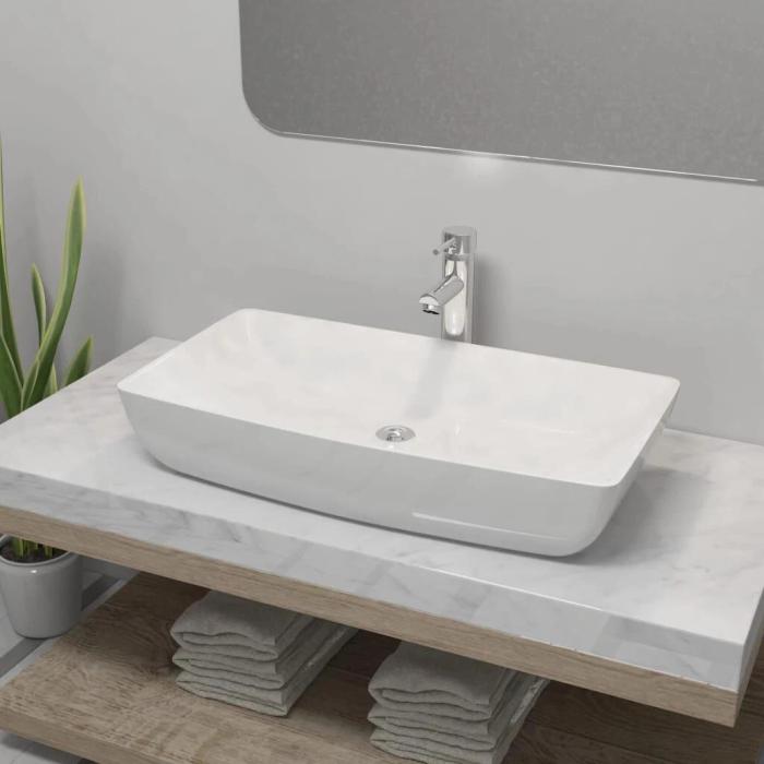 Lavabo rettangolare con miscelatore in ceramica - Etnico Outlet