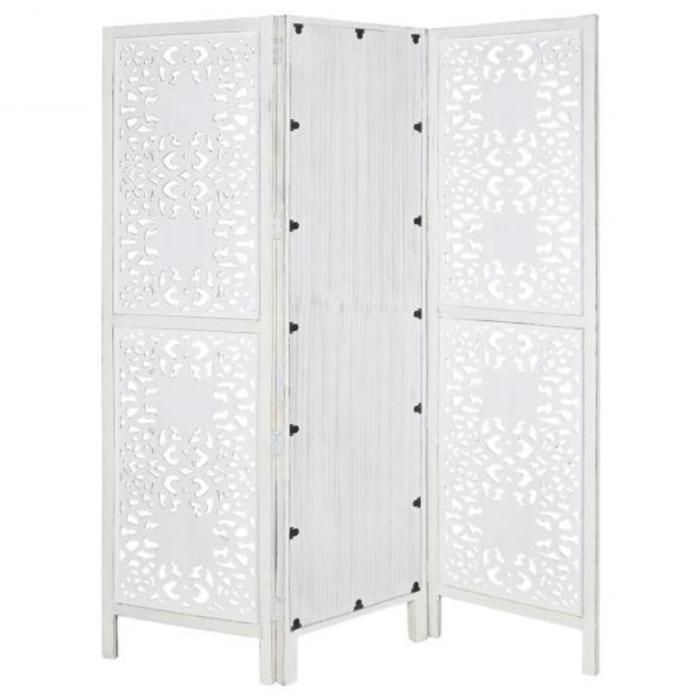 Paravento orientale shabby chic intagliato con specchio - Etnico Outle