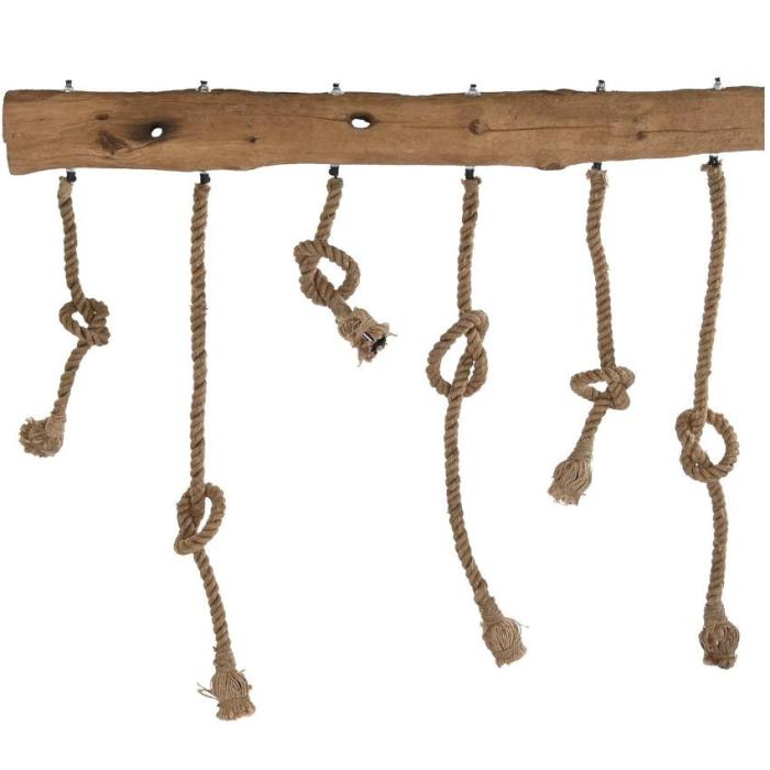 Lampadario industrial legno e corda
