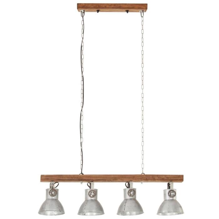 Lampadario Industriale con Fari e Legno di Mango - Etnico Outlet