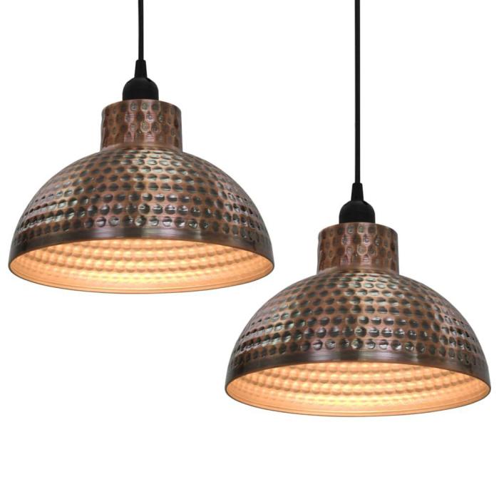 Set 2 lampadari vintage metallo martellato