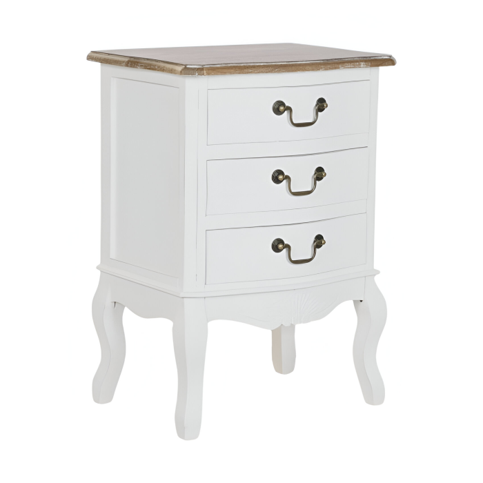 Comodino shabby chic bianco 3 cassetti