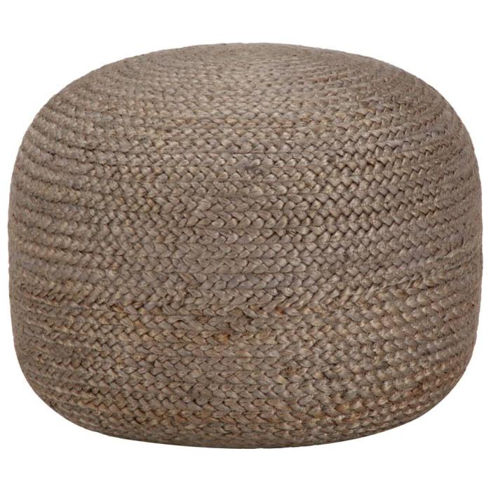 Pouf Country in Juta Grigio Chiaro Fatto a Mano - Etnico Outlet