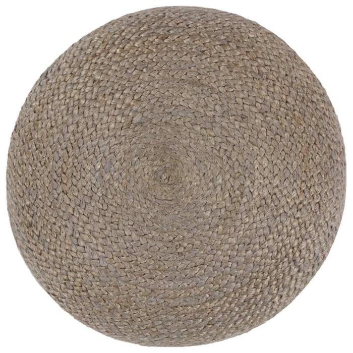 Pouf Country in Juta Grigio Chiaro Fatto a Mano - Etnico Outlet