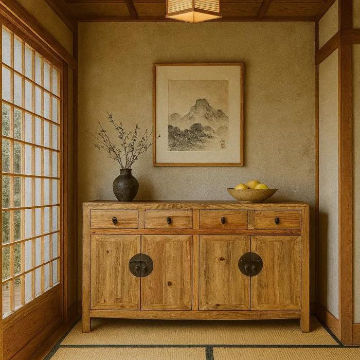 Credenza cinese legno naturale - Mobile ingresso e sala da pranzo