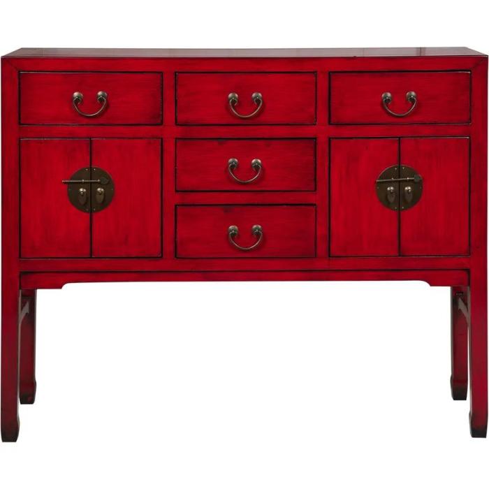 Consolle cinese rossa 5 cassetti - Etnico Outlet