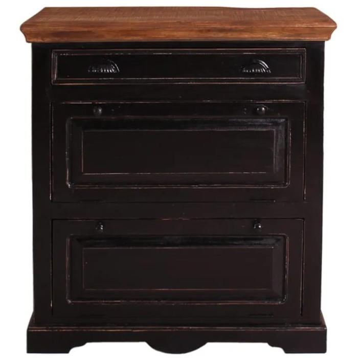 Scarpiera shabby noir legno mango artigianale - Etnico Outlet