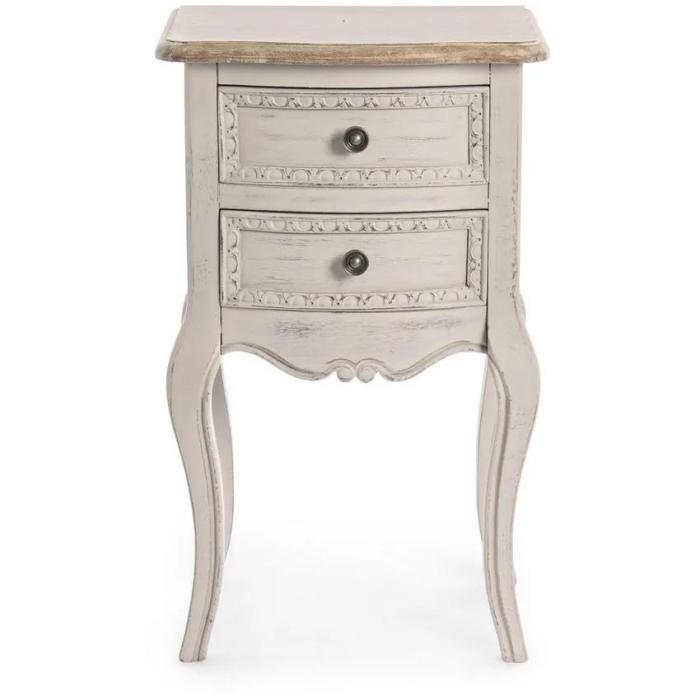 Comodino Shabby Chic crema con 2 cassetti – Etnico Outlet