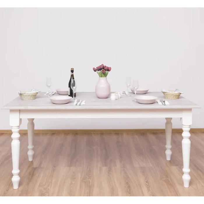 Tavolo Shabby chic bianco gambe tornite 180x90
